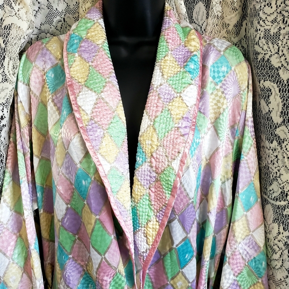 Vintage Mary Mcfadden Iridescent Pastel Robe - Picture 1 of 7